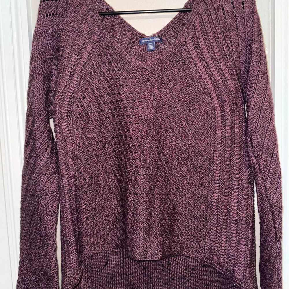 American Eagle Knit Sweater in Grape Oversized XS